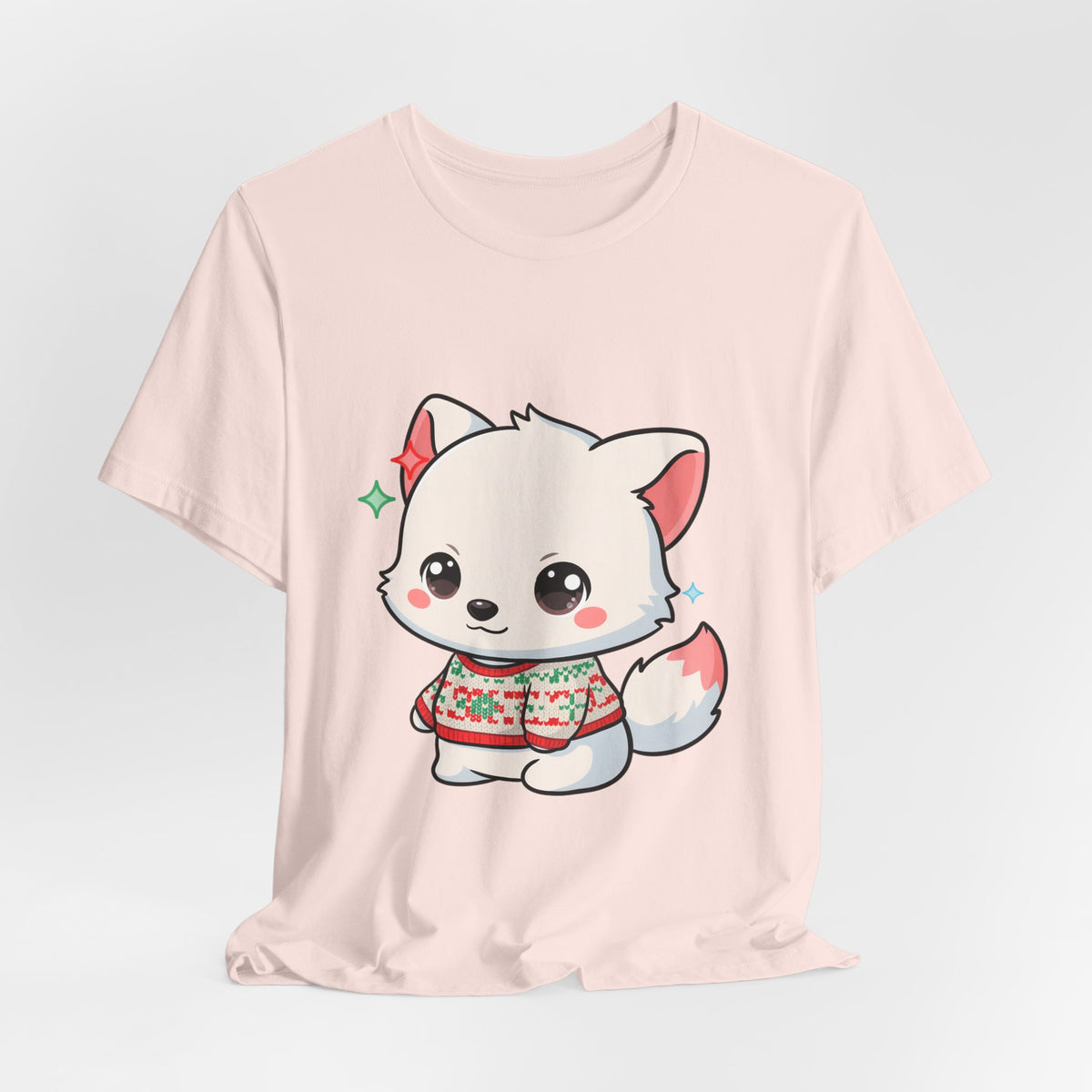 Kawaii Arctic Fox Christmas T-Shirt for Cute Holiday Fans