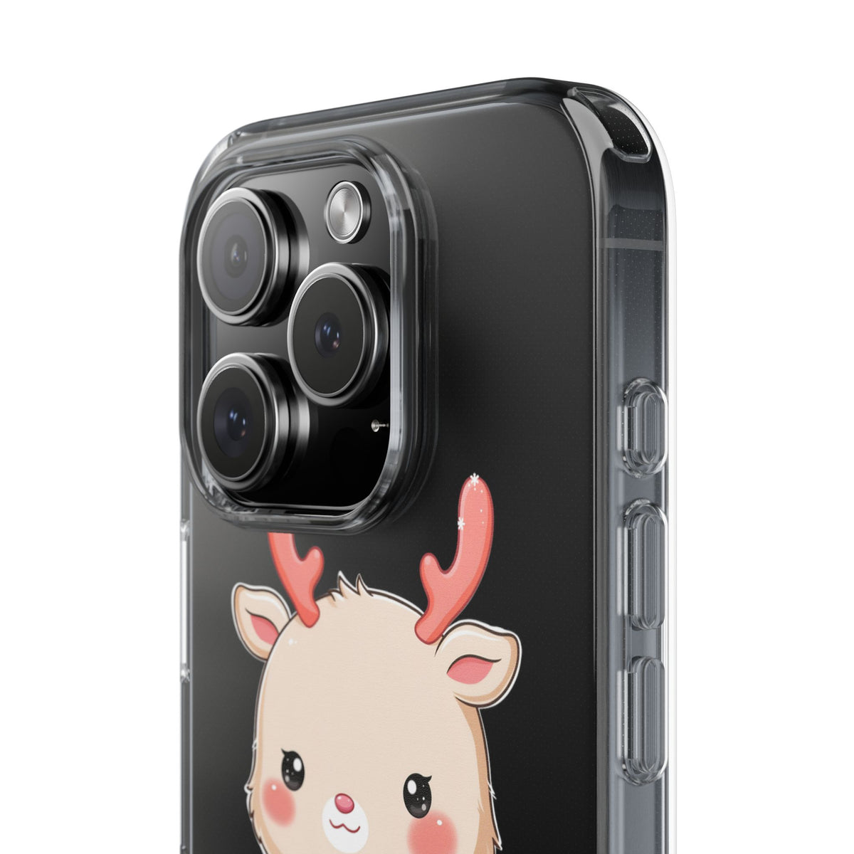 Kawaii Reindeer Clear Impact-Resistant Phone Case