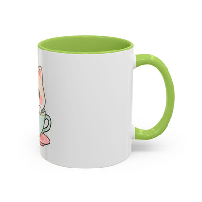 Kawaii Cat Coffee Mug, Cute Cat in Teacup Accent Mug