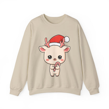 Kawaii Reindeer Christmas Sweatshirt, Cute Holiday Crewneck