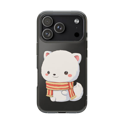 Kawaii Arctic Fox Phone Case, Cozy Christmas Scarf