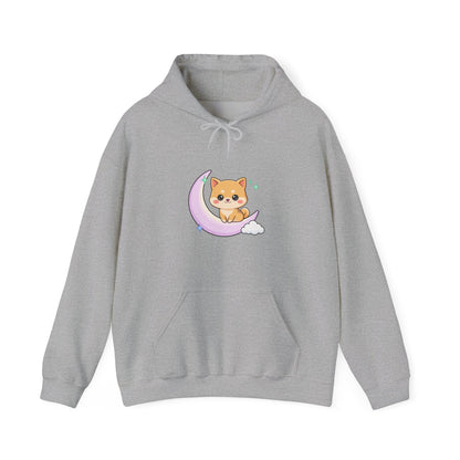 Kawaii Shiba Inu Hoodie, Cute Crescent Moon Sweatshirt