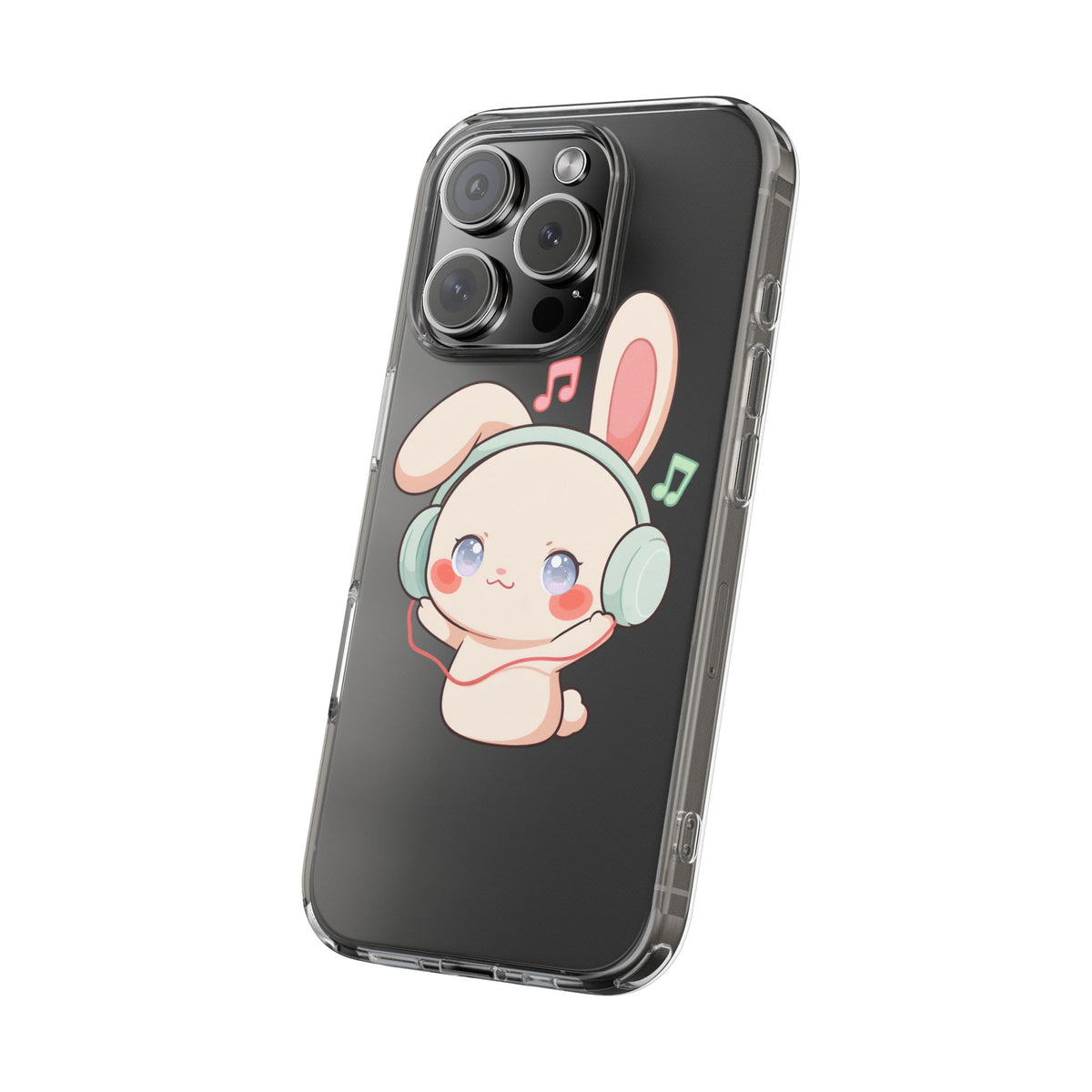 Kawaii Bunny Phone Case, Cute Music Lover Gift