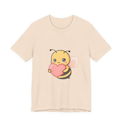Kawaii Bee T-Shirt: Sweet Heart-Loving Unisex Tee