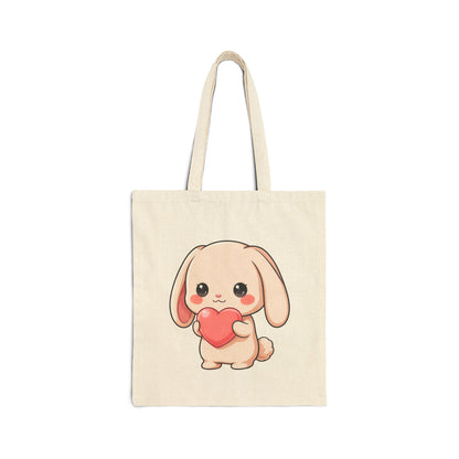 Kawaii Bunny Cotton Canvas Tote Bag for Bunny Lovers