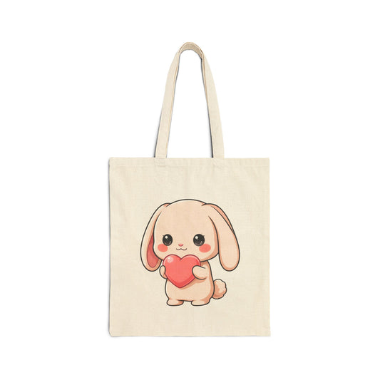 Kawaii Bunny Cotton Canvas Tote Bag for Bunny Lovers