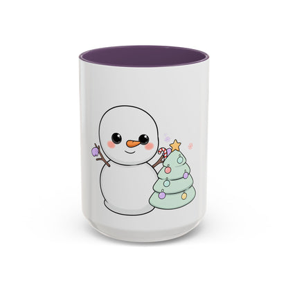 Kawaii Snowman Christmas Mug, Accent Coffee Mug