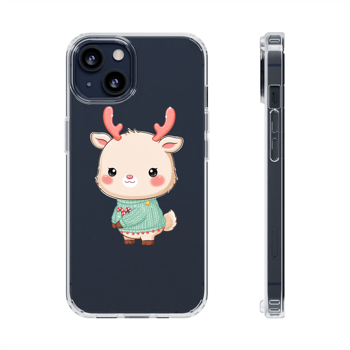 Kawaii Reindeer Clear Impact-Resistant Phone Case