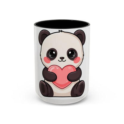 Kawaii Panda Heart Accent Coffee Mug