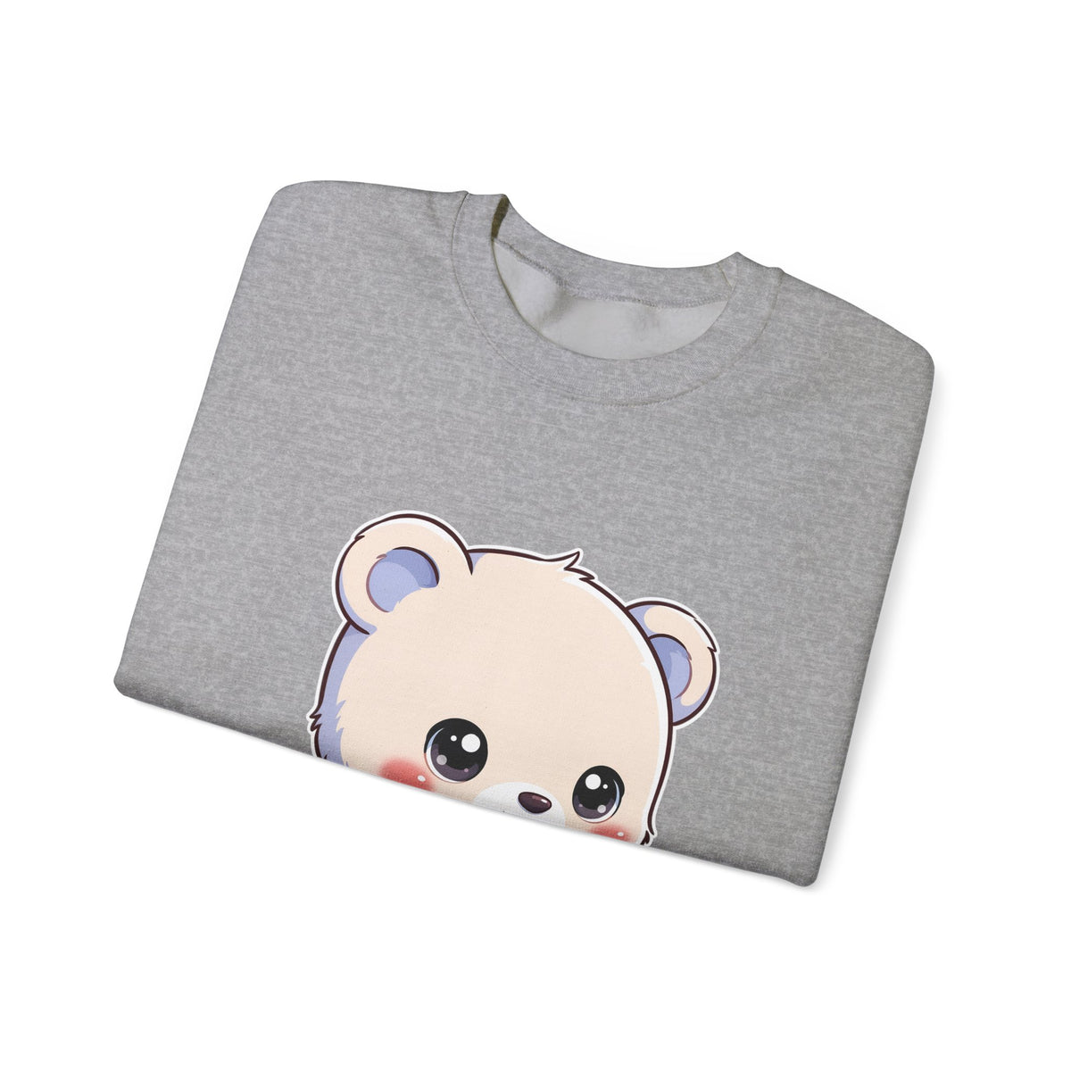 Kawaii Polar Bear Sweatshirt, Cute Sledding Cub Crewneck