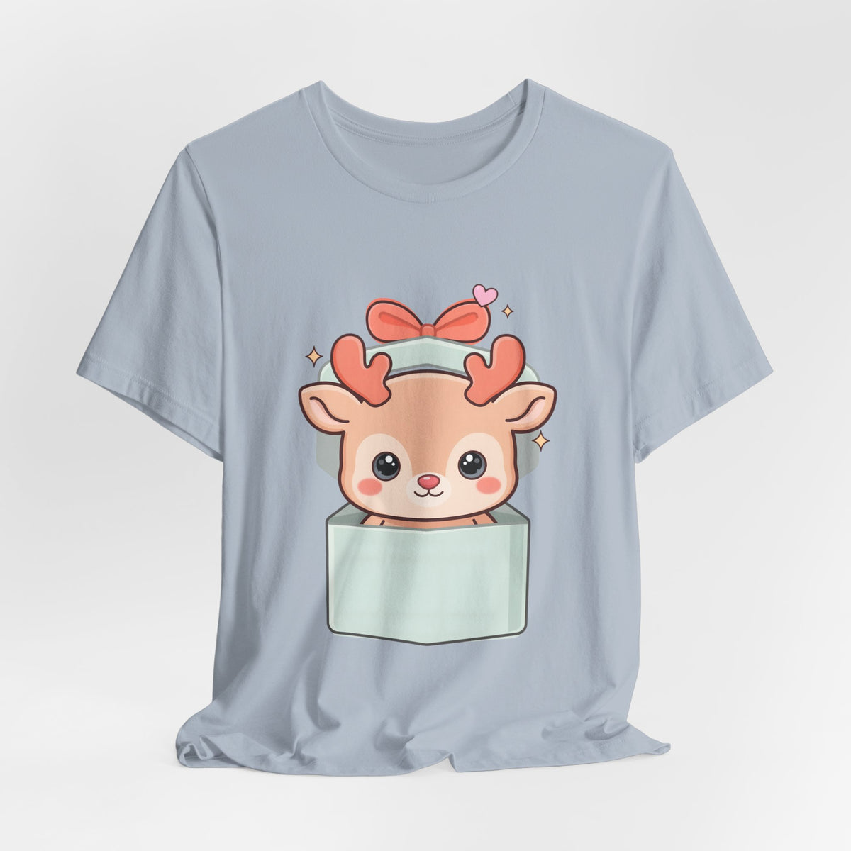 Kawaii Reindeer T-Shirt – Cute Gift Box Christmas Tee