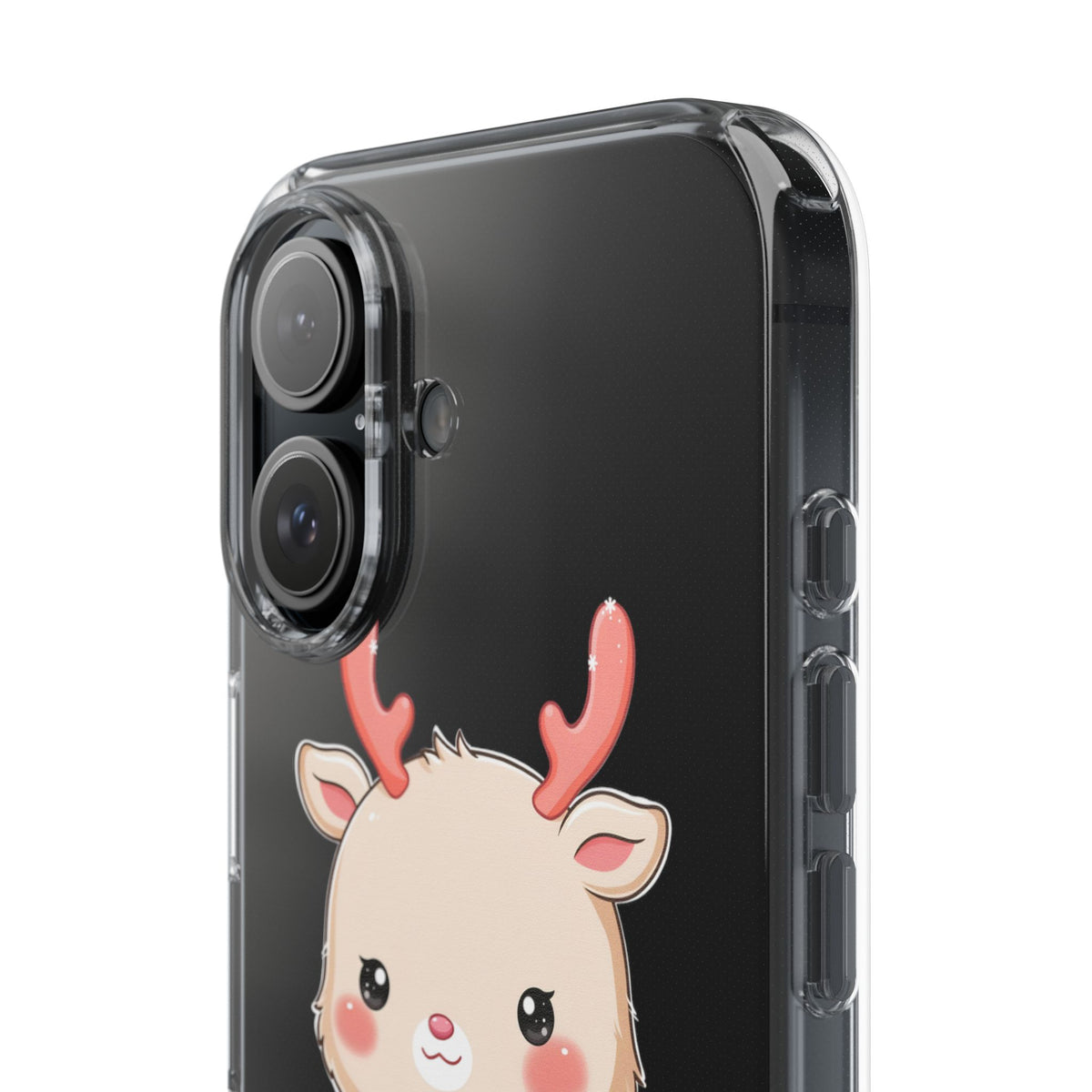 Kawaii Reindeer Clear Impact-Resistant Phone Case