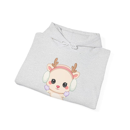Kawaii Reindeer Hoodie, Cozy Cute Winter Sweatshirt