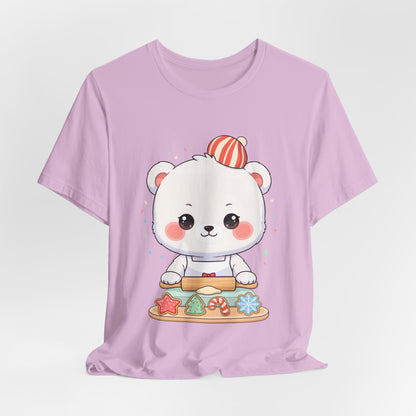 Christmas Cookie Baking Polar Bear Tee, Kawaii Holiday Shirt