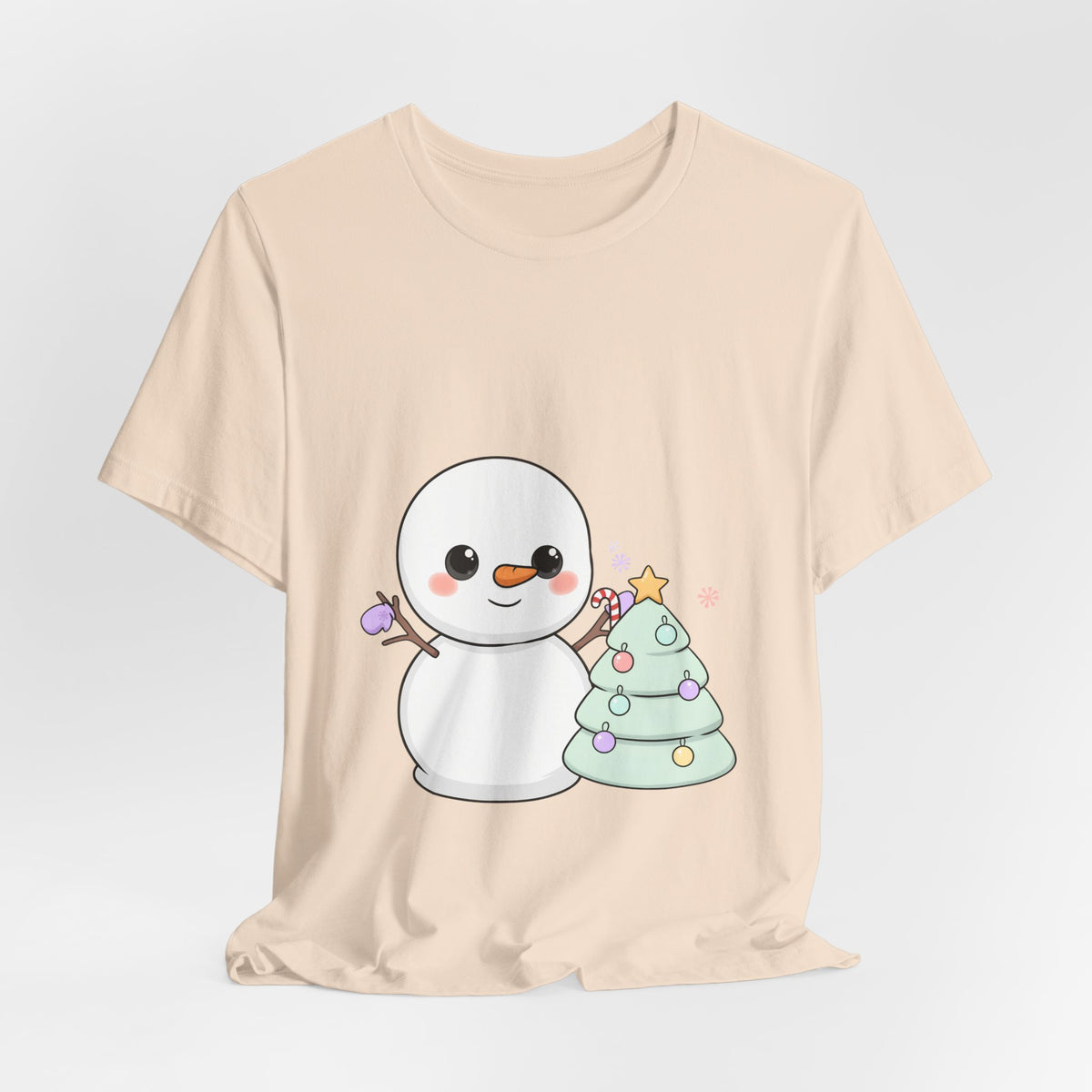 Kawaii Snowman Christmas T-Shirt for Festive Outfits