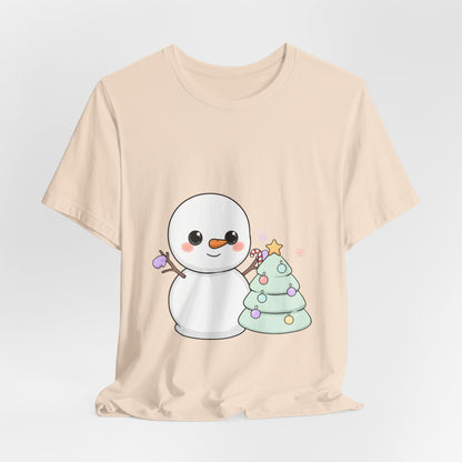 Kawaii Snowman Christmas T-Shirt for Festive Outfits
