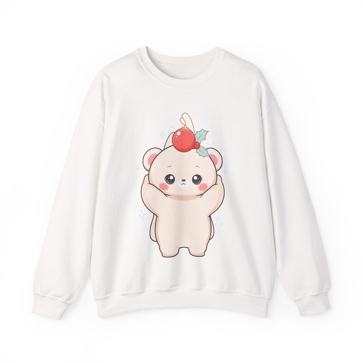 Kawaii Polar Bear Christmas Sweatshirt, Cute Holiday Crewneck
