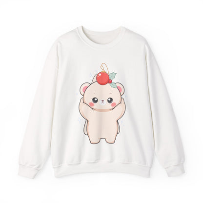 Kawaii Polar Bear Christmas Sweatshirt, Cute Holiday Crewneck