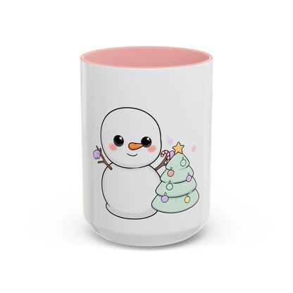 Kawaii Snowman Christmas Mug, Accent Coffee Mug
