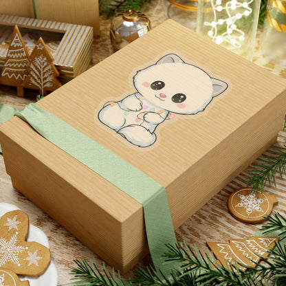 Kawaii Arctic Fox Sticker with Fairy Lights