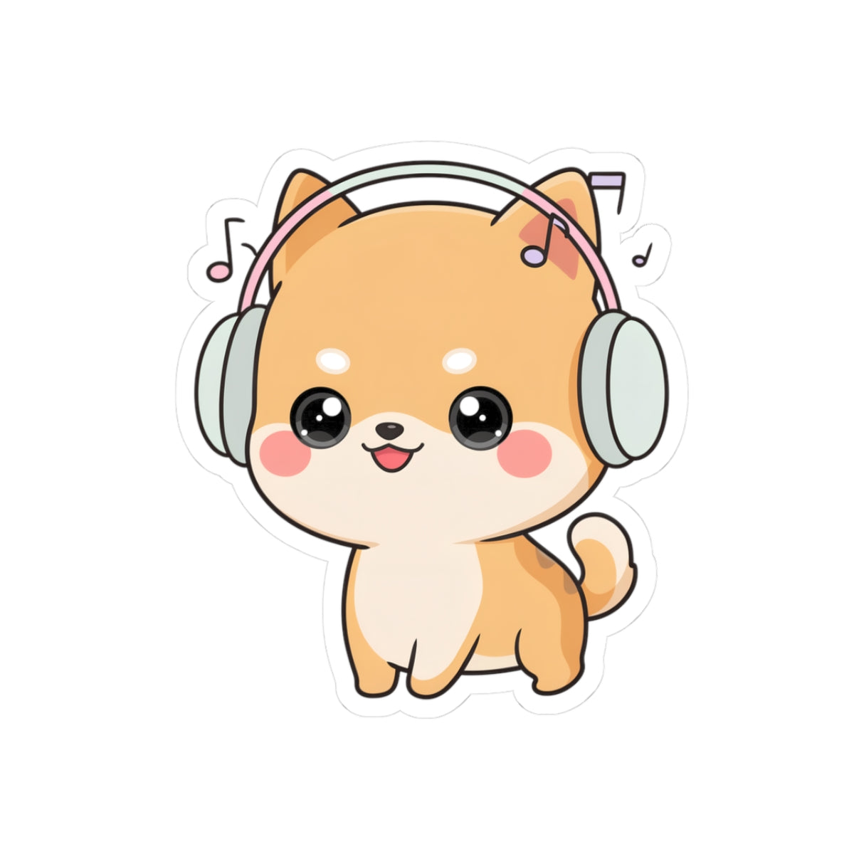 Kawaii Shiba Inu Music Sticker for Journals and Laptops