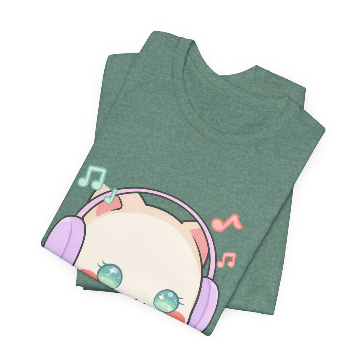 Kawaii Cat Music Lover T-Shirt, Cute Headphone Kitty Tee