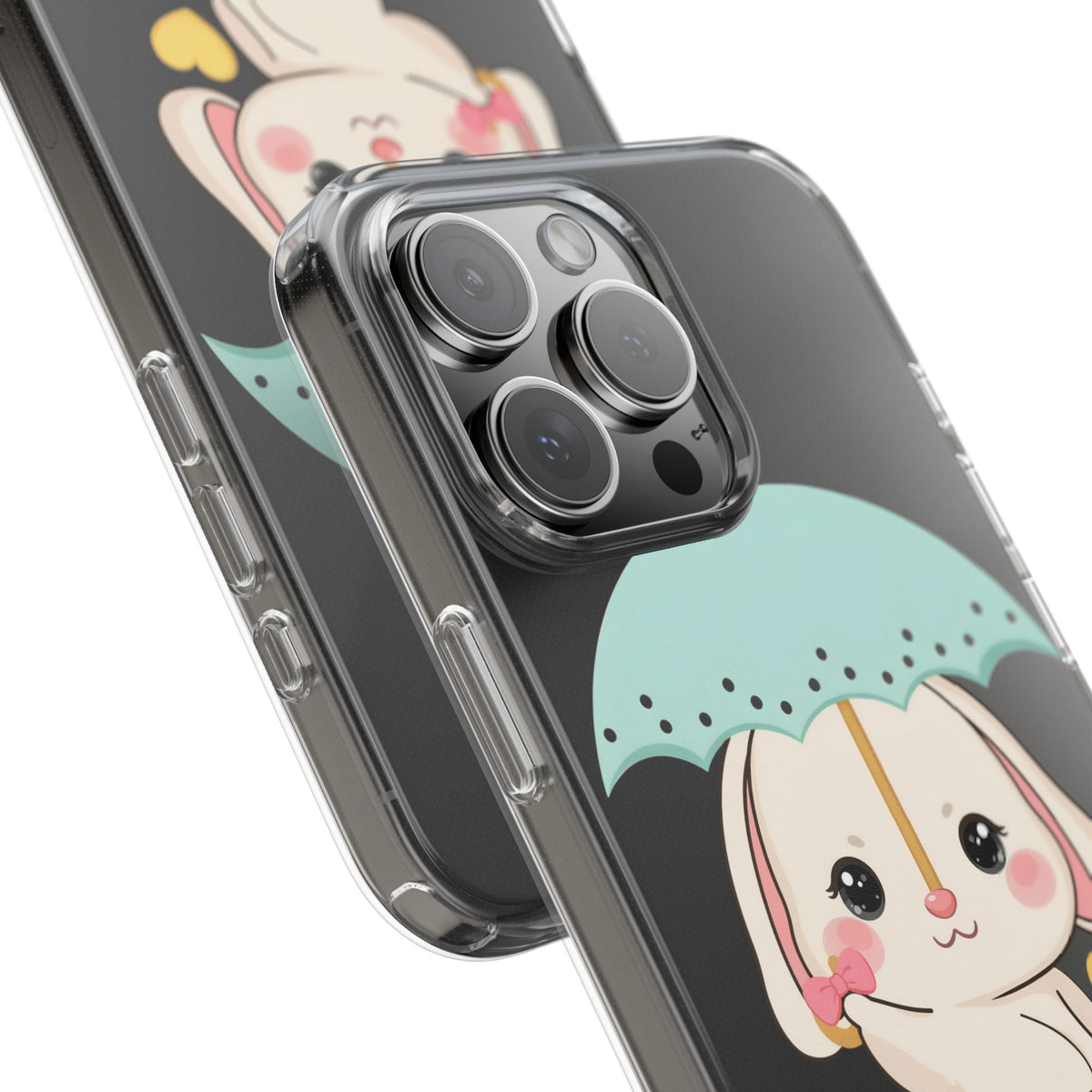 Kawaii Bunny Phone Case with Umbrella | Cute Clear Case