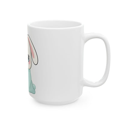Kawaii Bunny Mug, Cozy Chibi Rabbit Ceramic Coffee Cup