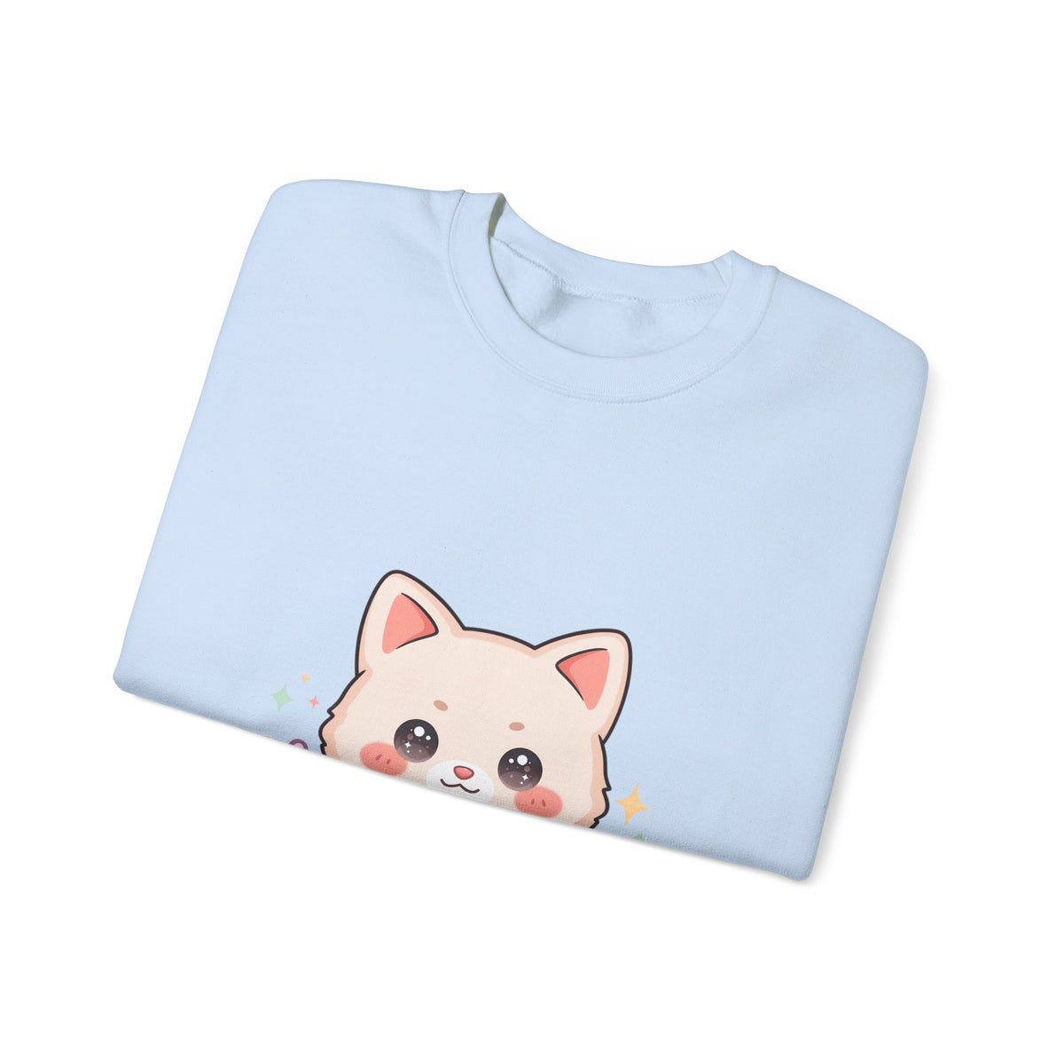 Kawaii Cat Sweatshirt, Cute Crescent Moon Kitten