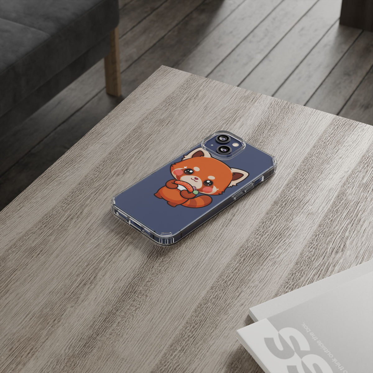 Red Panda Sushi Phone Case, Cute Kawaii Clear Case