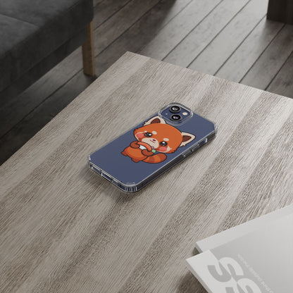 Red Panda Sushi Phone Case, Cute Kawaii Clear Case