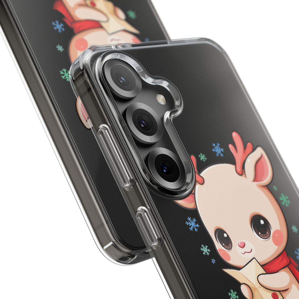 Christmas Reindeer Clear Impact-Resistant Phone Case