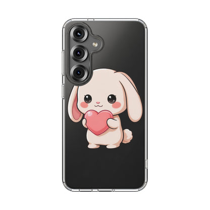Kawaii Bunny Clear Phone Case with Heart