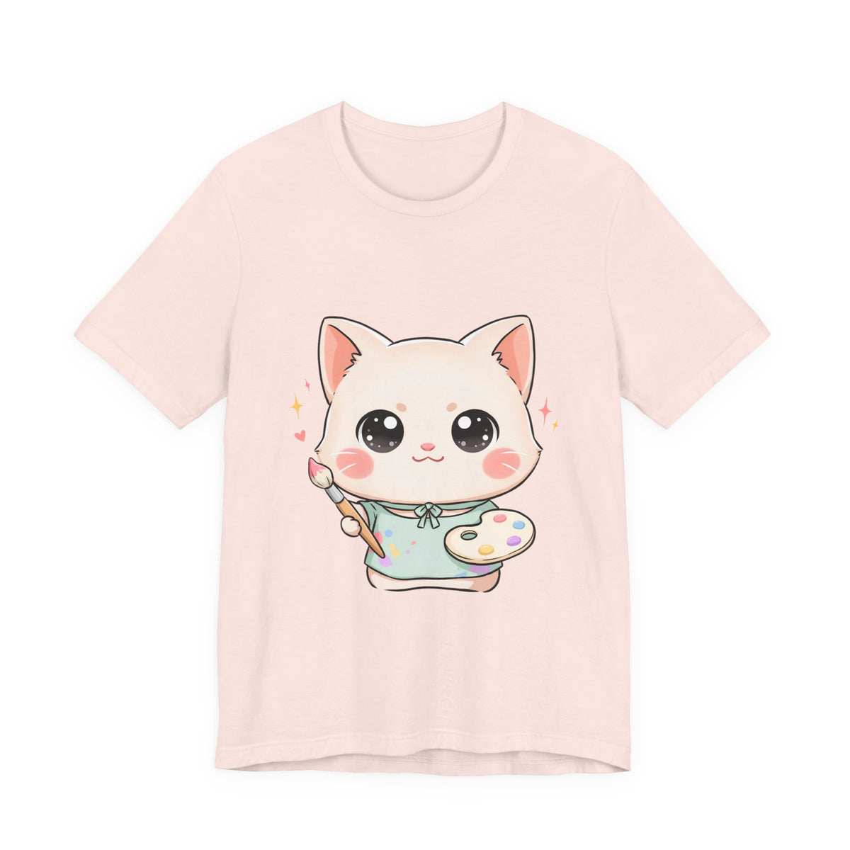 Kawaii Cat Artist T-Shirt for Creative Cat Lovers