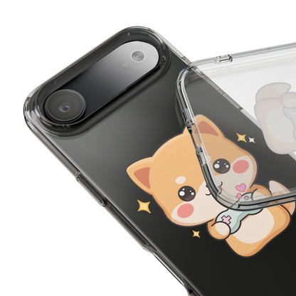 Kawaii Shiba Inu Gamer Phone Case, Clear Impact-Resistant