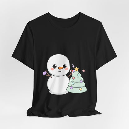 Kawaii Snowman Christmas T-Shirt for Festive Outfits