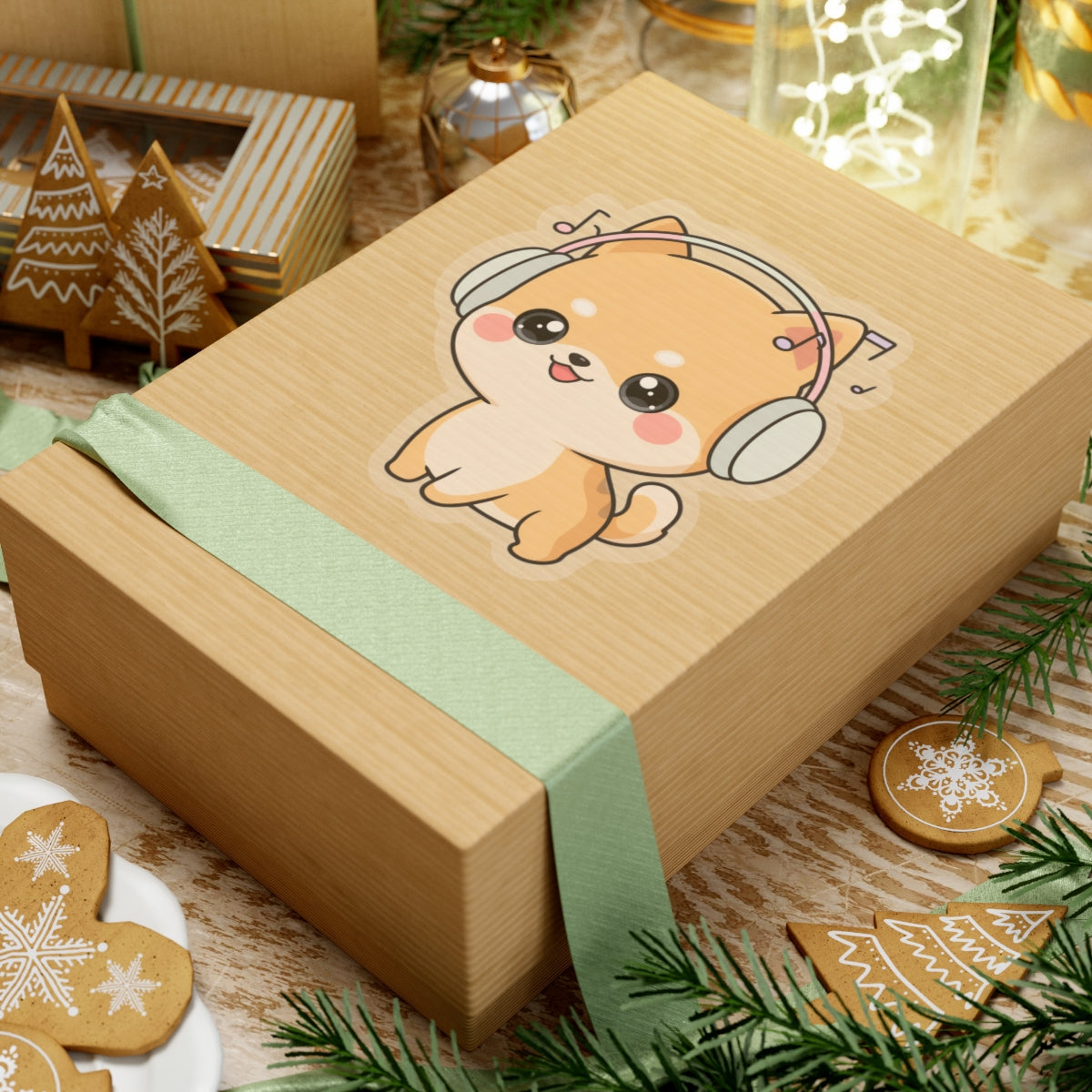 Kawaii Shiba Inu Music Sticker for Journals and Laptops