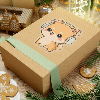 Kawaii Shiba Inu Music Sticker for Journals and Laptops