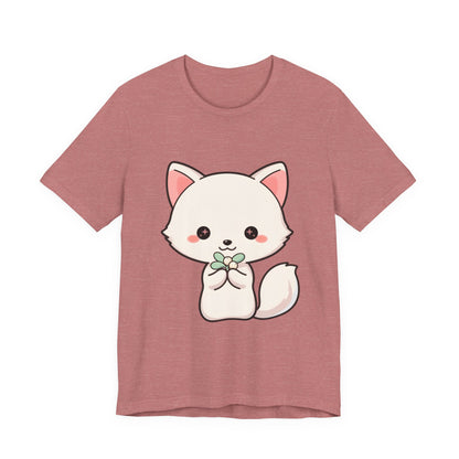 Christmas Fox T-Shirt, Cute Mistletoe Kawaii Tee