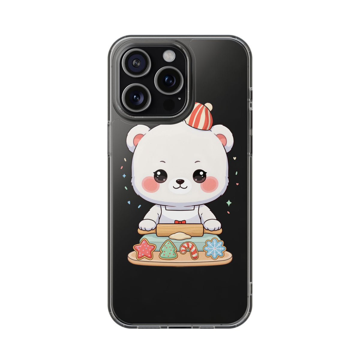 Christmas Bear Cookie Baking Clear Phone Case