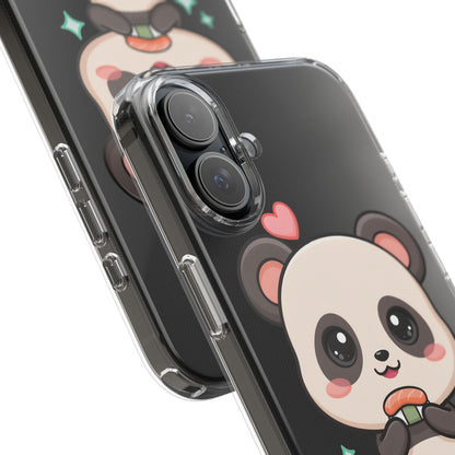 Kawaii Panda Sushi Phone Case, Clear Impact-Resistant Case