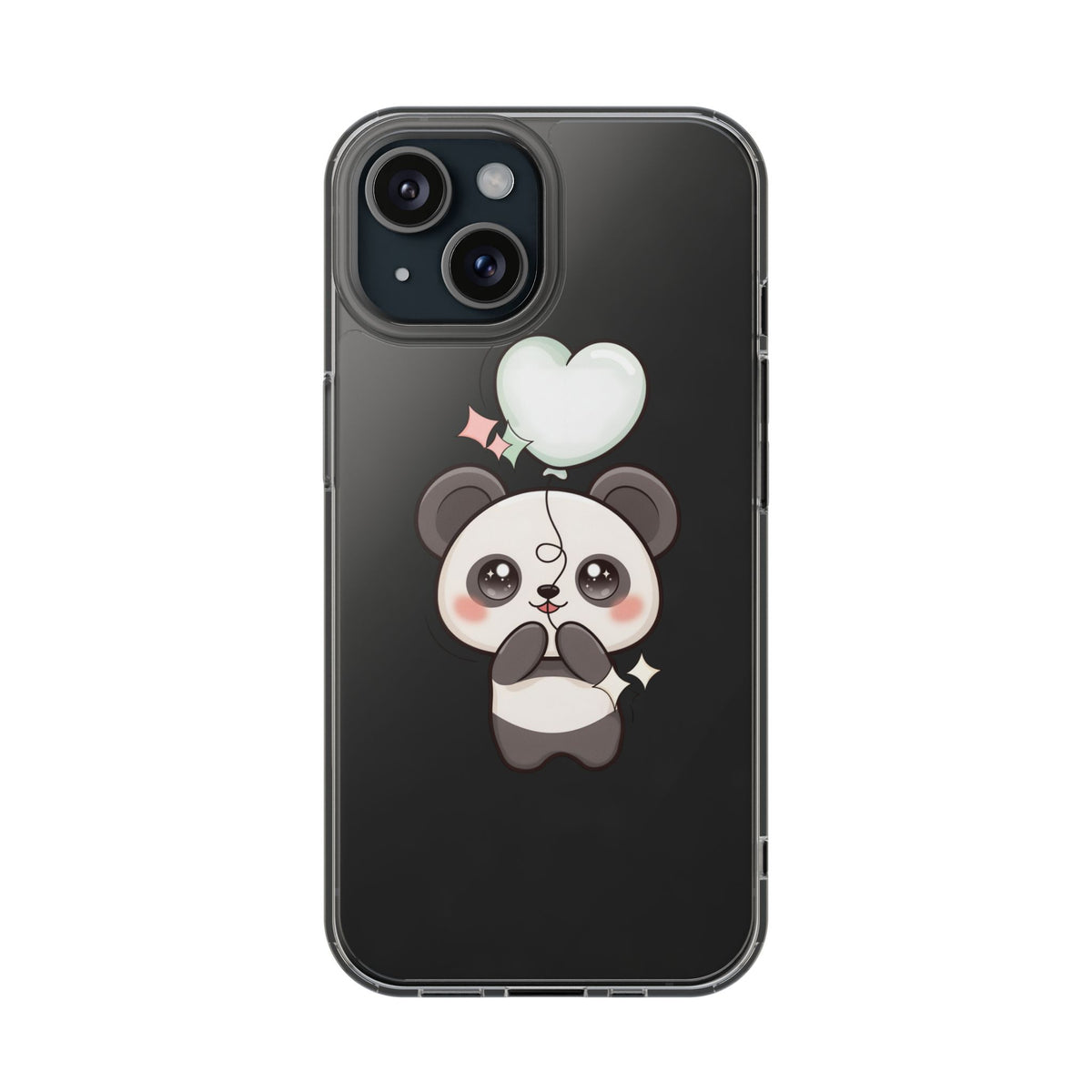 Kawaii Panda Clear Phone Case with Balloon