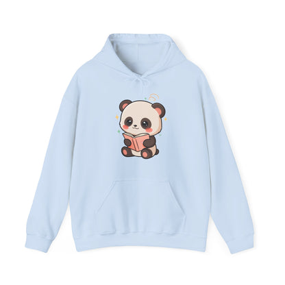 Kawaii Panda Reading Hoodie, Cozy Book Lover Sweatshirt