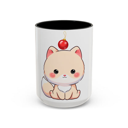 Kawaii Arctic Fox Christmas Mug – Cute Holiday Accent Mug