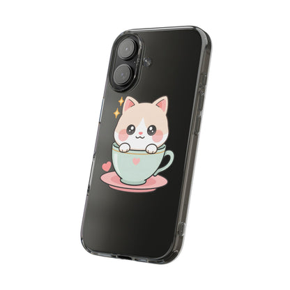 Kawaii Cat Phone Case, Cute Teacup Kitty Gift