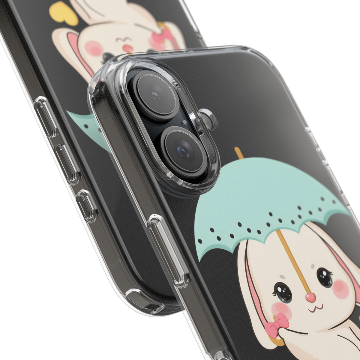 Kawaii Bunny Phone Case with Umbrella | Cute Clear Case