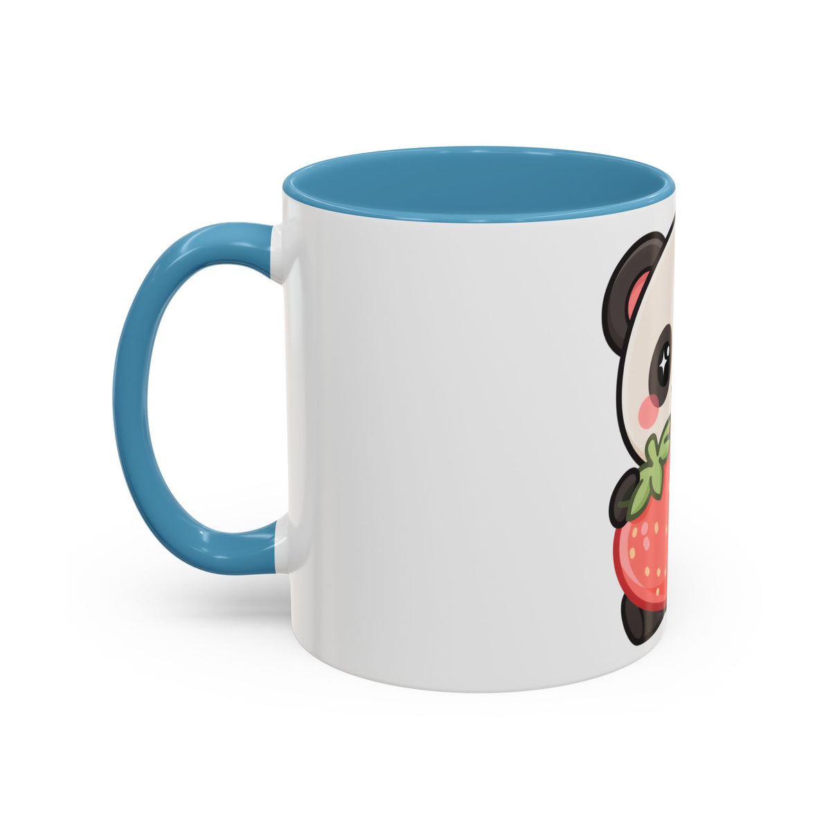 Kawaii Panda Accent Coffee Mug, Strawberry Lover Gift