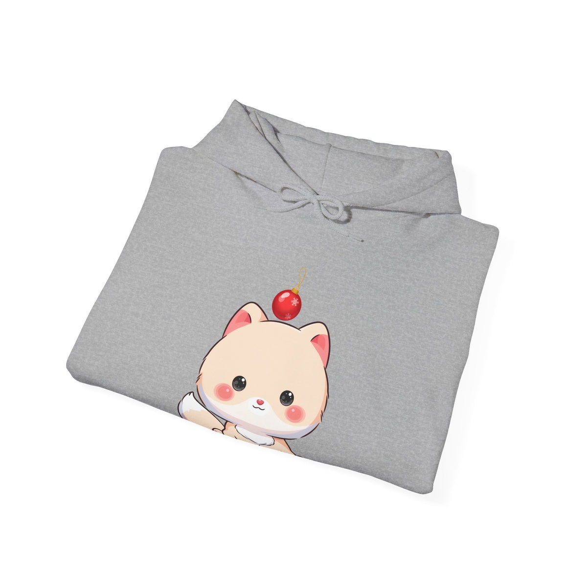 Kawaii Arctic Fox Christmas Hoodie, Unisex Heavy Blend