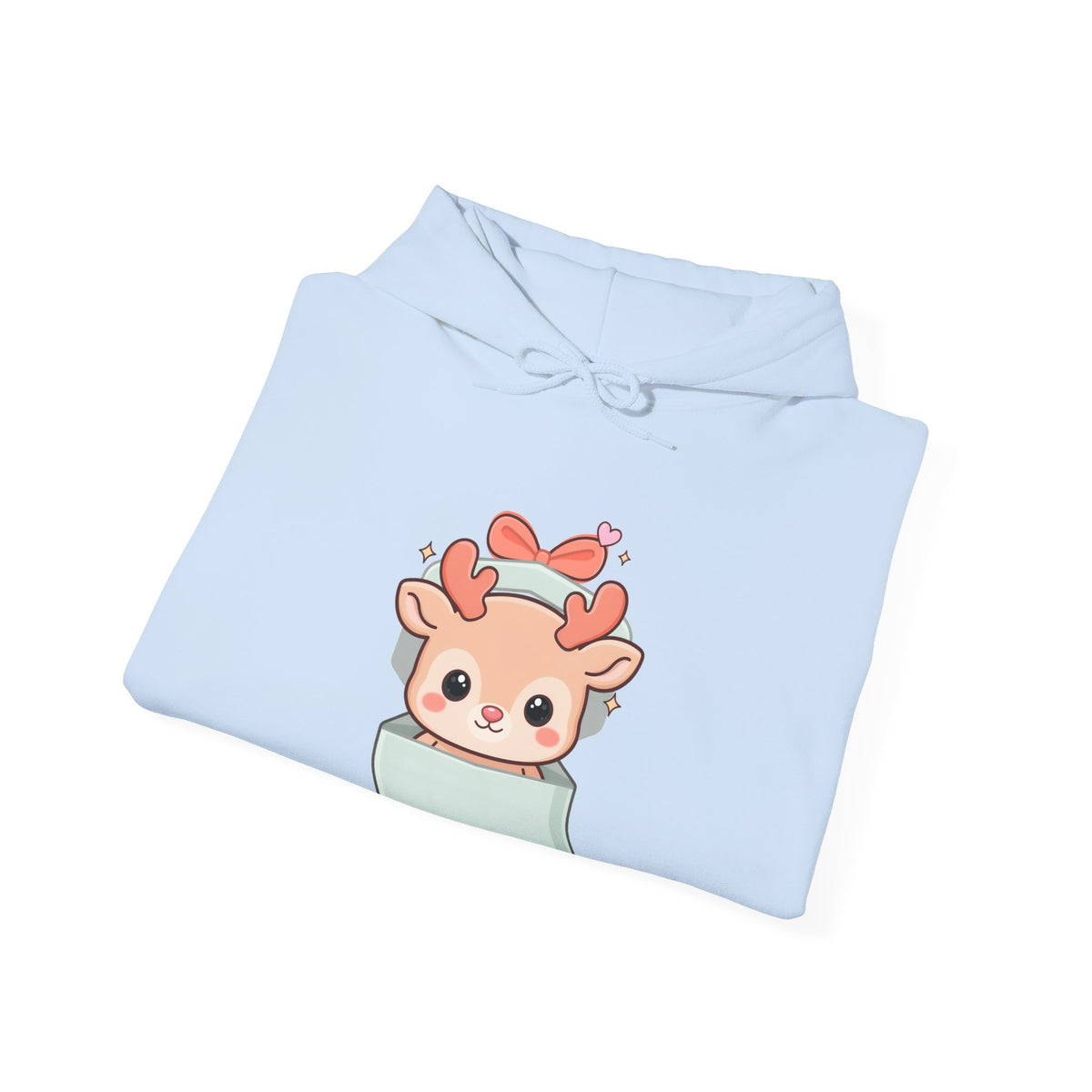 Kawaii Reindeer Hoodie, Gift Box Christmas Sweatshirt