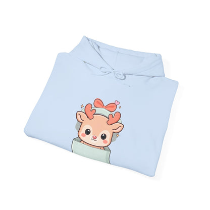 Kawaii Reindeer Hoodie, Gift Box Christmas Sweatshirt